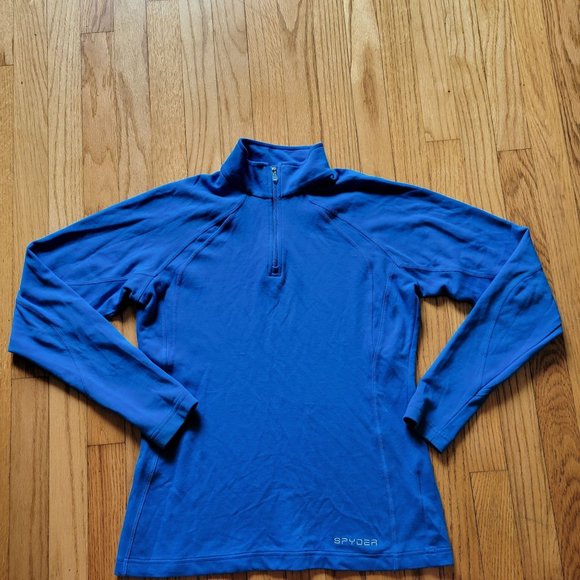 Spyder Womens Blue Quarter-Zip Long Sleeve Pullover Size L Lightweight Base Laye - Picture 5 of 8